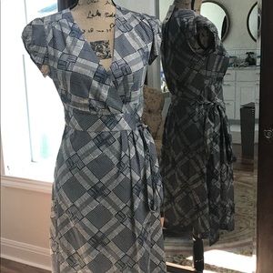 NWT Navy Stripe Silk Banana Republic Wrap Dress 4P